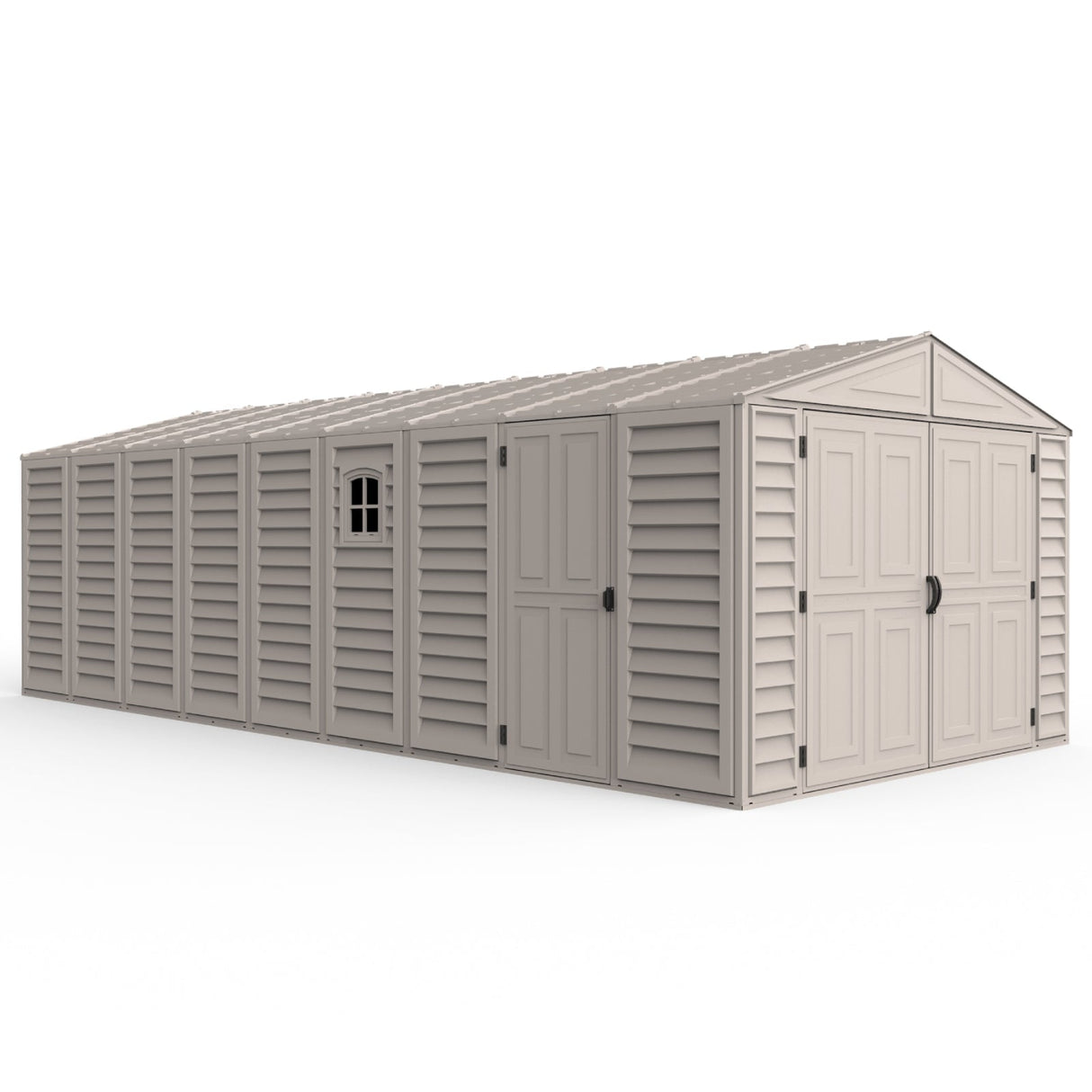 10.5×23 ft Vinyl Garage, Vinyl Storage Shed with Foundation, 2 Windows & Side Doors