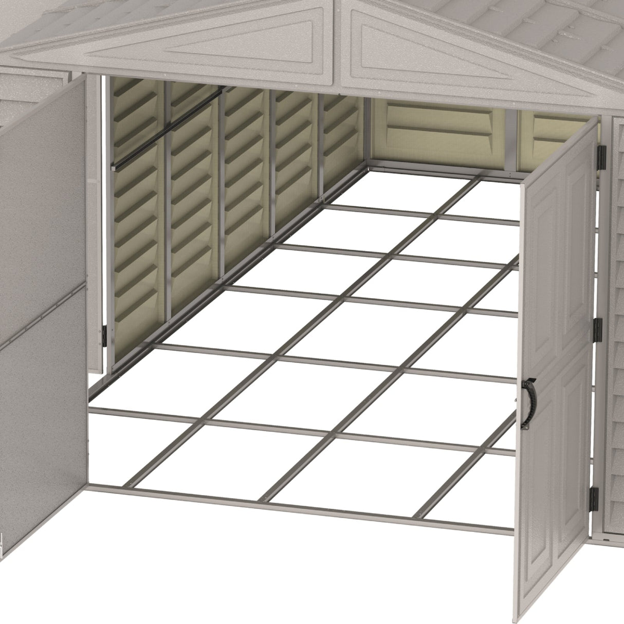 10.5x31 ft Vinyl Garage, Vinyl Storage Shed with Foundation, 2 Windows & Side Doors