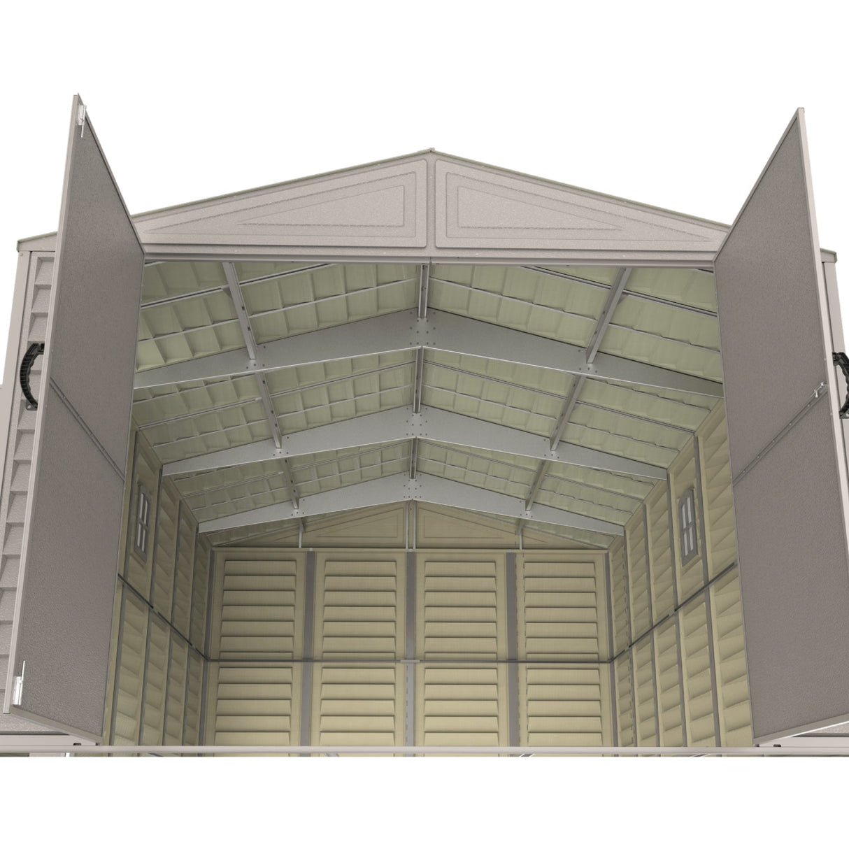 10.5x31 ft Vinyl Garage, Vinyl Storage Shed with Foundation, 2 Windows & Side Doors
