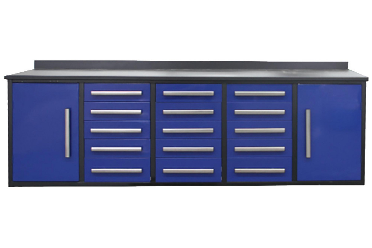 10ft Workbench Storage Cabinet with 15 Drawers & 2 Cabinets