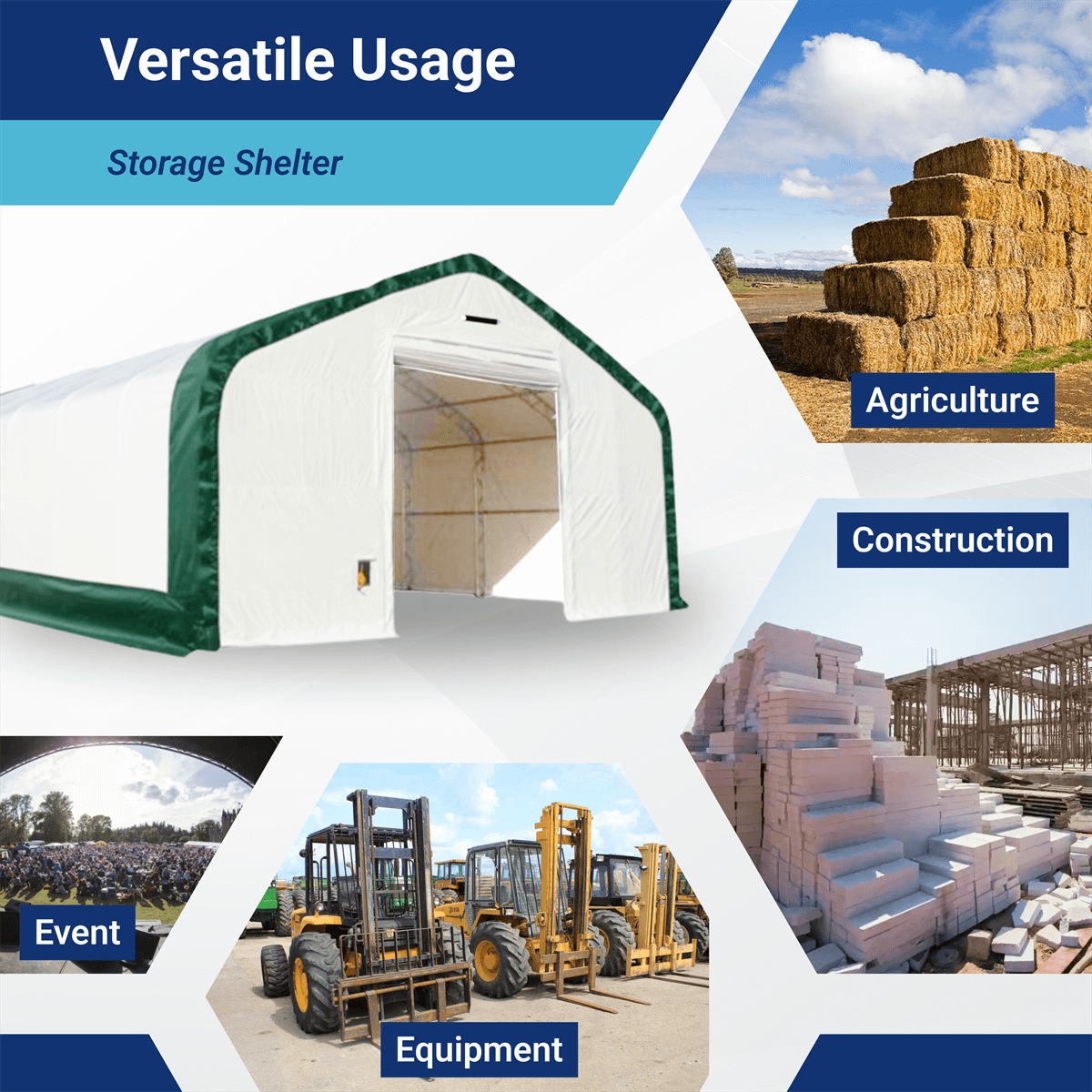 Double Truss Storage Shelter W20'xL33'xH16'