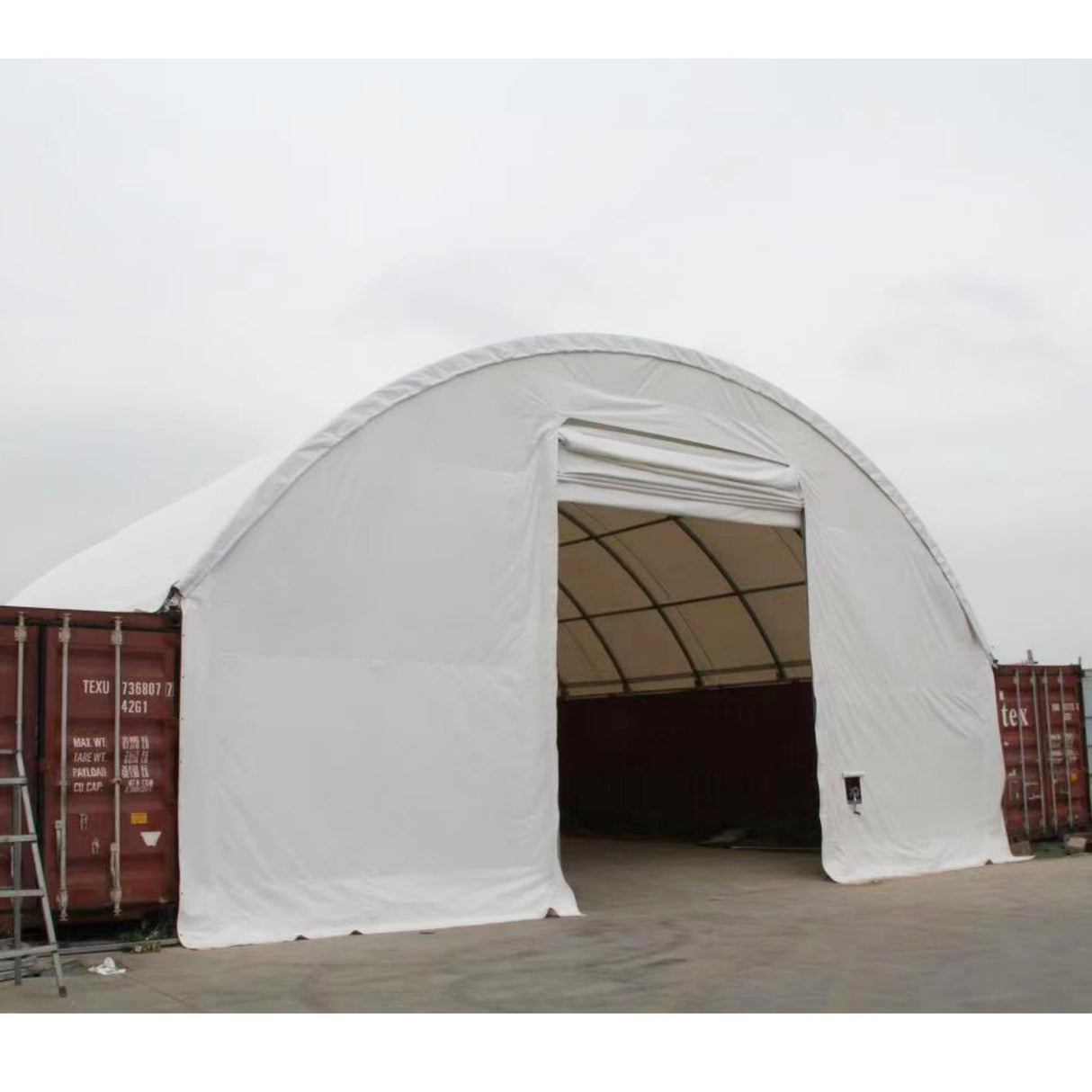 Front cover with Winch door for Shipping Container Canopy Shelter 40'x40'x11'