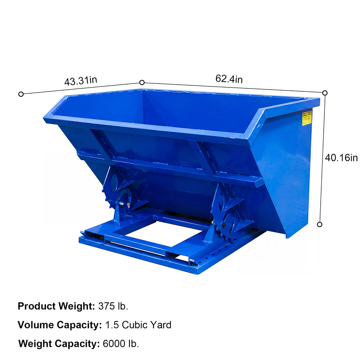 Greatbear Self Dumping Forklift Hopper - 1.5 Cubic Yard Capacity