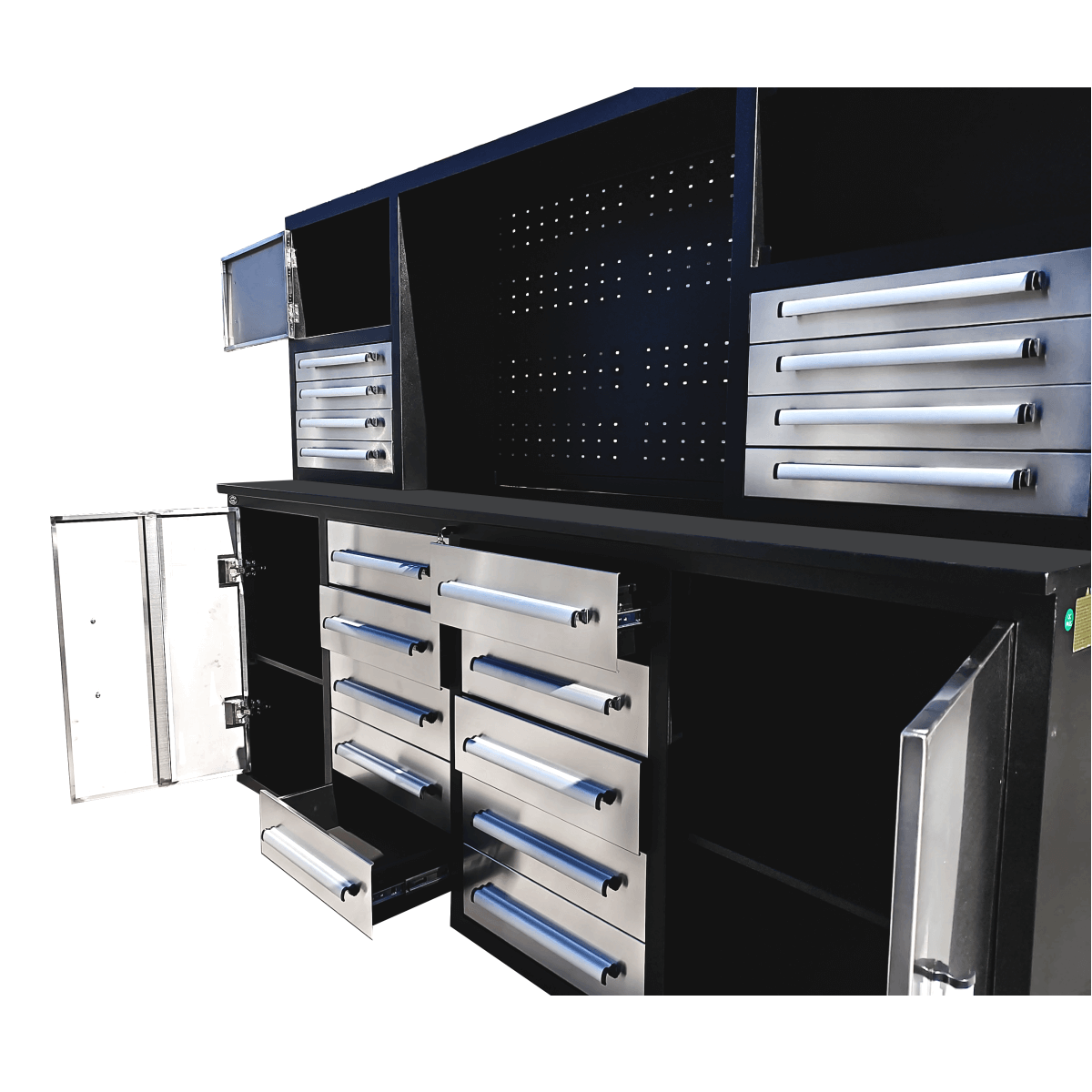 7' Garage Workbench Cabinet (18 Drawers & 4 Cabinets & Pegboard)