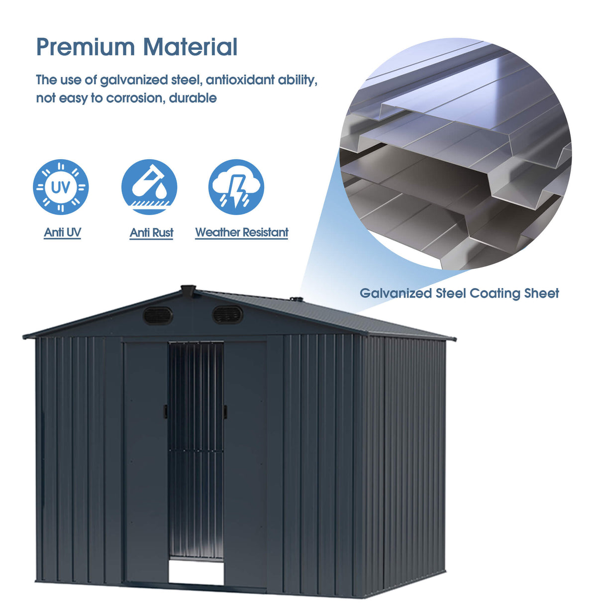 8'x6' Metal Storage Shed