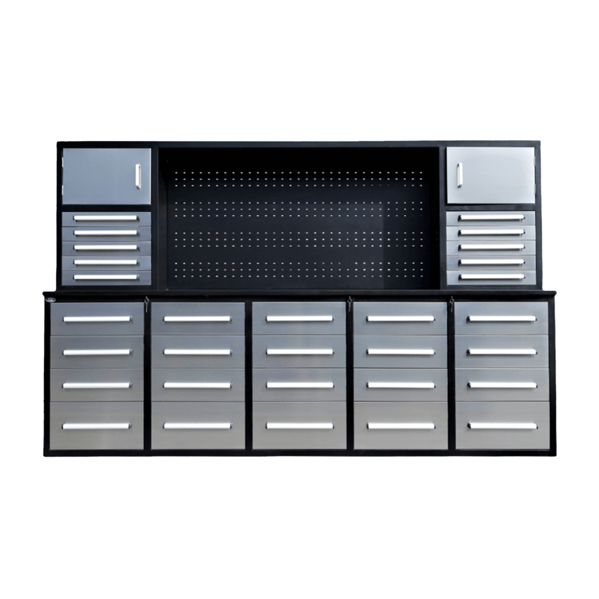9.5ft Storage Workbench with 30 Drawers & 2 Cabinets
