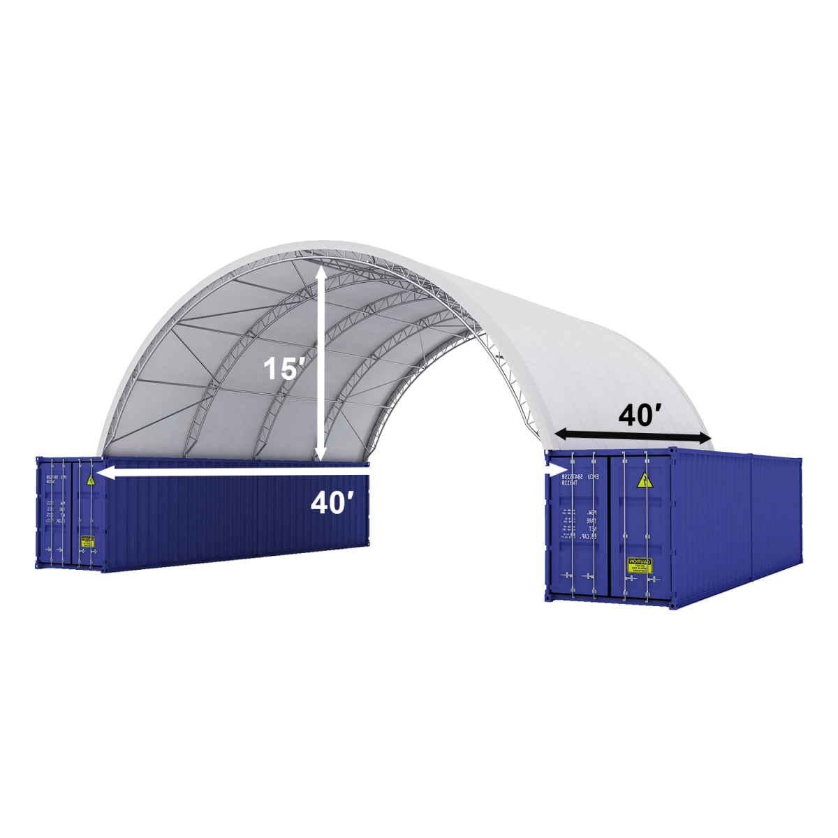 Fortified 40x40x15 Double Truss Container Shelter side view