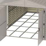 10.5x28.5 ft Vinyl Garage, Vinyl Storage Shed with Foundation, 2 Windows & Side Doors