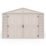 10.5×23 ft Vinyl Garage, Vinyl Storage Shed with Foundation, 2 Windows & Side Doors