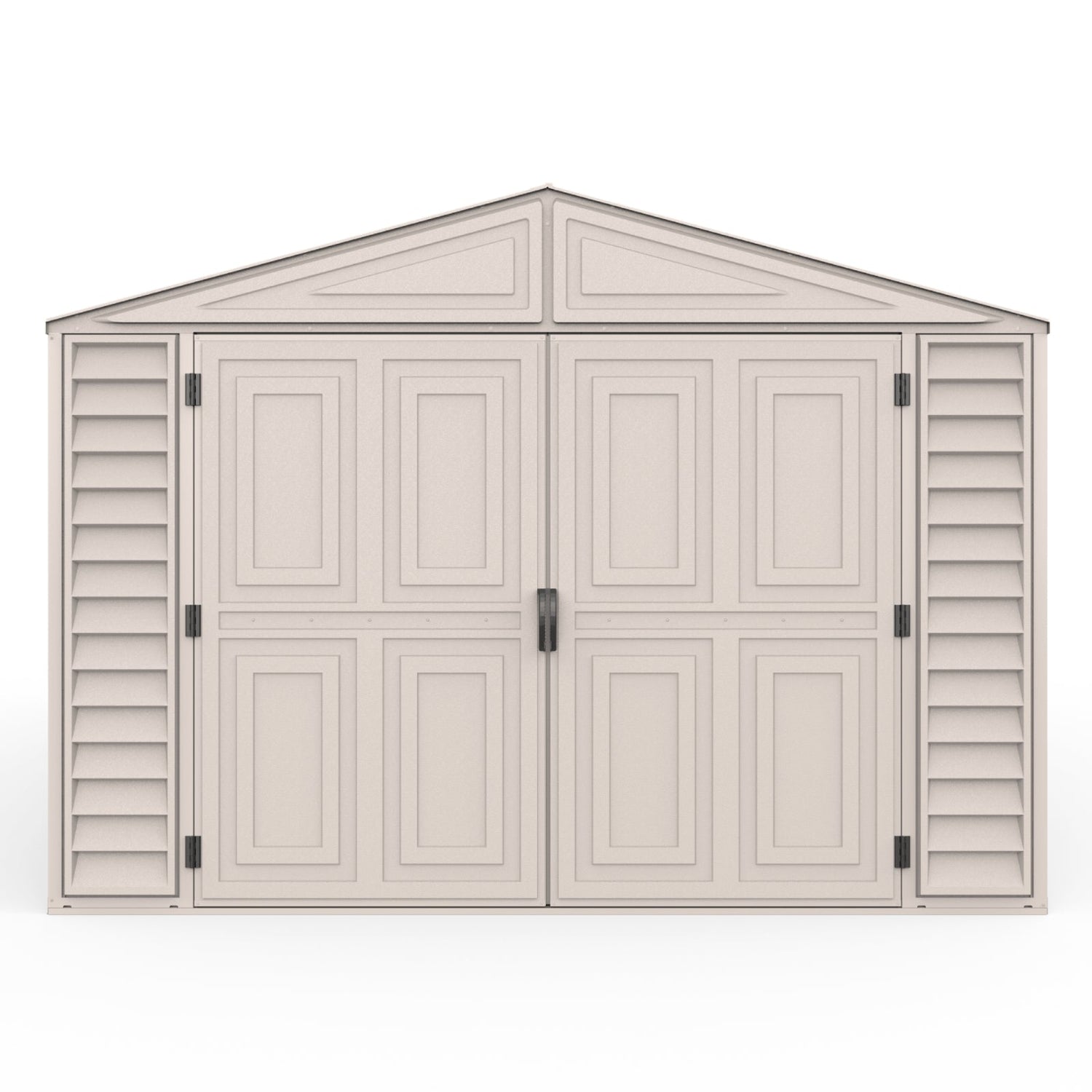 10.5x28.5 ft Vinyl Garage, Vinyl Storage Shed with Foundation, 2 Windows & Side Doors