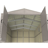 10.5x28.5 ft Vinyl Garage, Vinyl Storage Shed with Foundation, 2 Windows & Side Doors