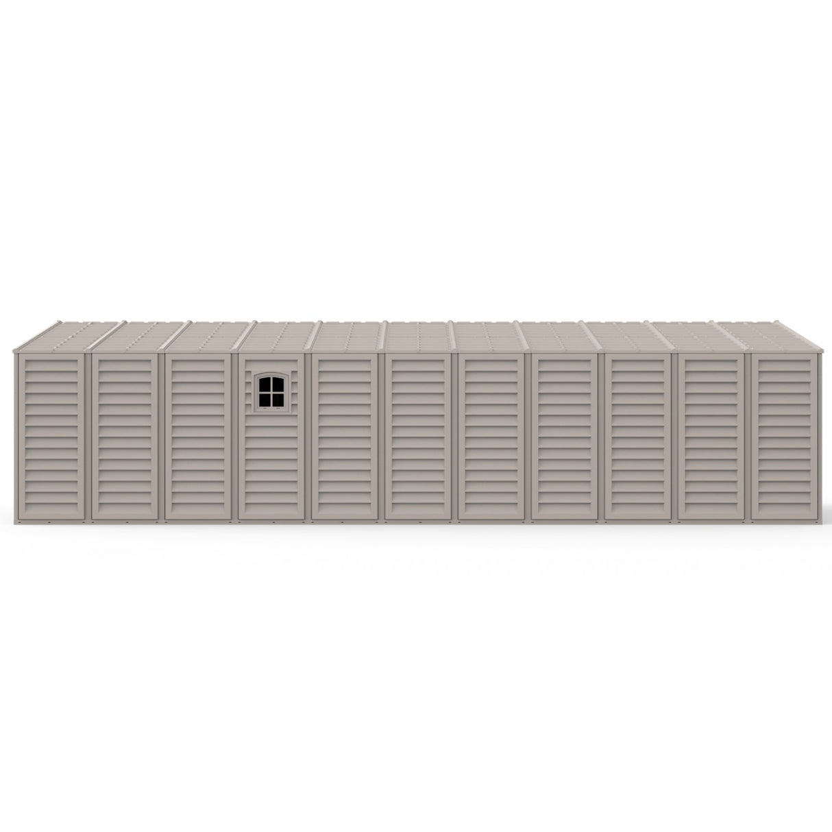 10.5x28.5 ft Vinyl Garage, Vinyl Storage Shed with Foundation, 2 Windows & Side Doors