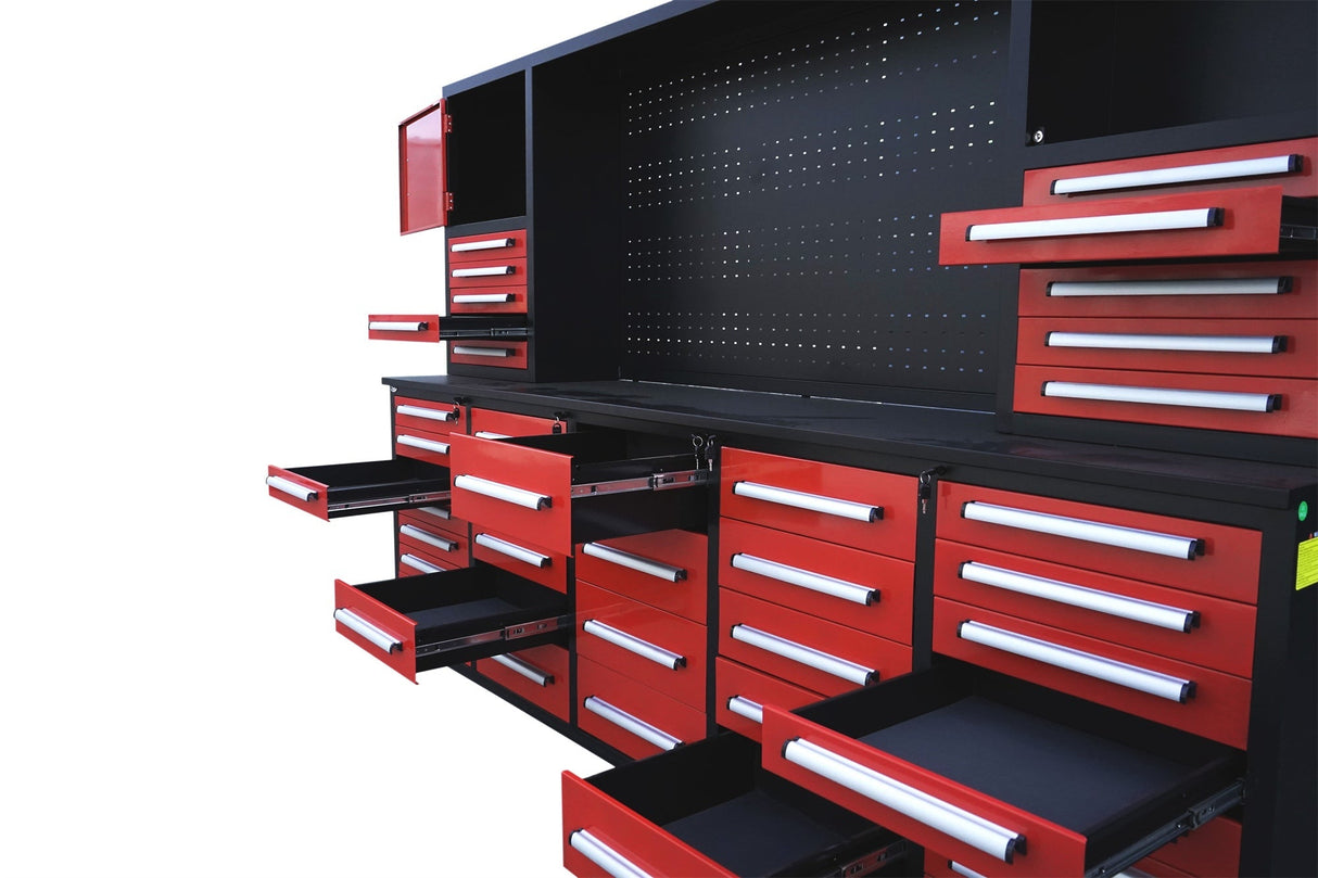 10ft Workbench Cabinet(40 Drawers,1 Pegboard & 2 Cabinets)