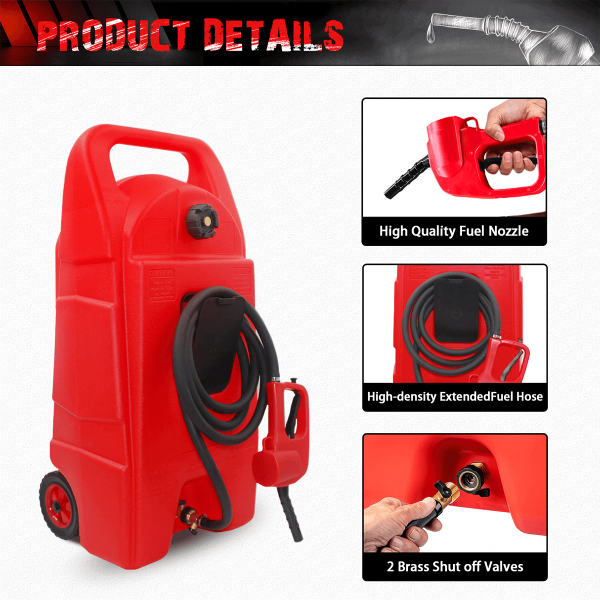 34 Gallon Gas Caddy With Wheels, Fuel Storage Tank