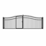 18'x7' Steel Dual Swing Driveway Gate with Built-In Pedestrian Door