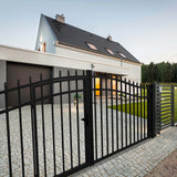 16'x7' Steel Dual Swing Driveway Gate with Built-In Pedestrian Door