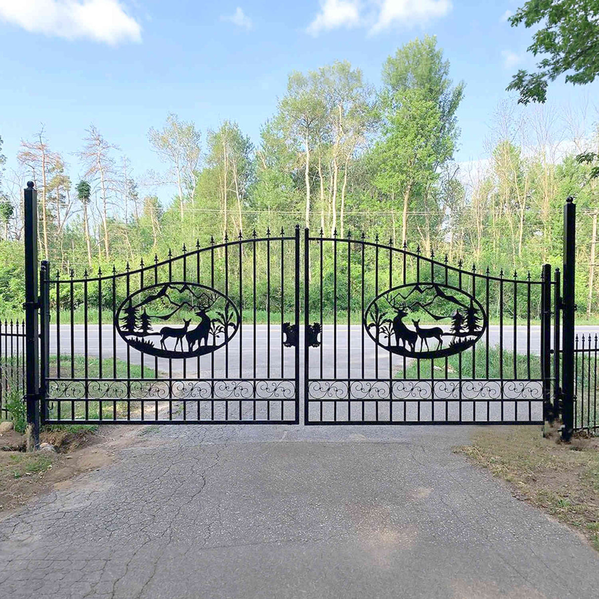 Greatbear Dual Swing Wrought Iron Gate for Driveway
