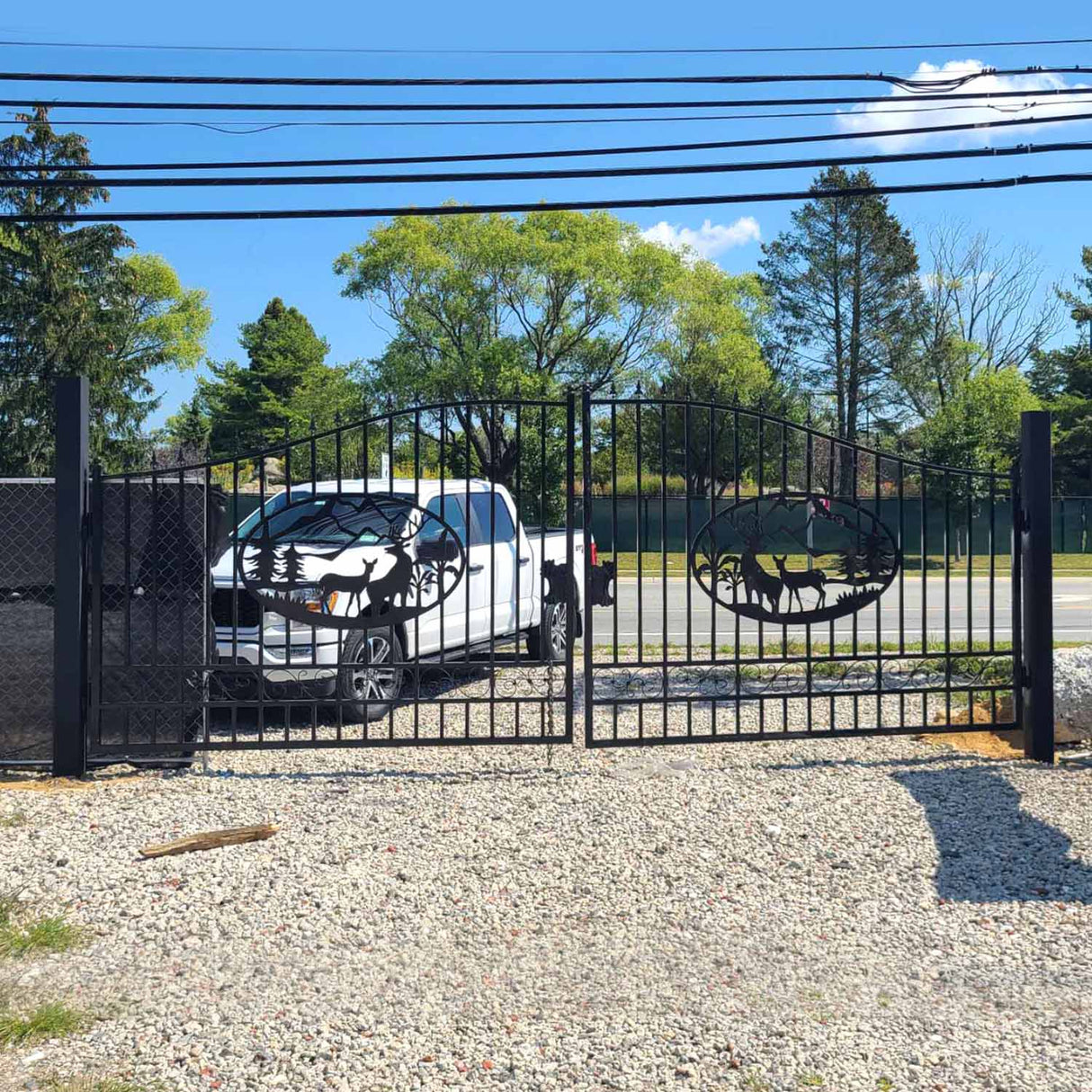 Greatbear Dual Swing Wrought Iron Gate for Driveway