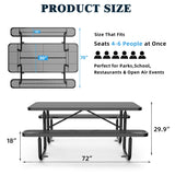 6 ft Metal Picnic Tables for Outdoors, Rectangle Coated Steel Patio Furniture Set