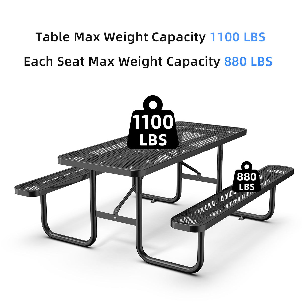 6 ft Metal Picnic Tables for Outdoors