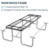8 ft Metal Picnic Tables for Outdoors, Rectangle Coated Steel Patio Furniture Set