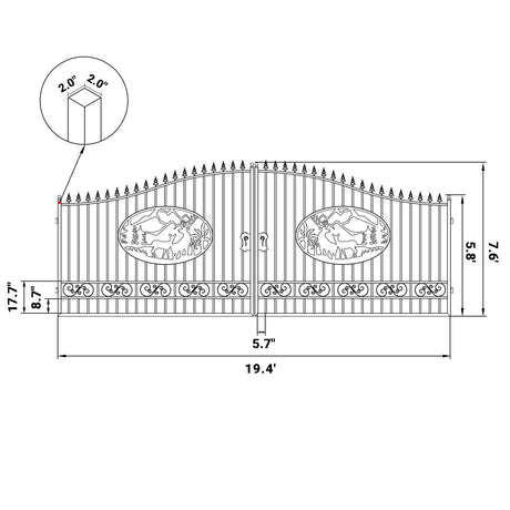 Greatbear Dual Swing Wrought Iron Gate for Driveway