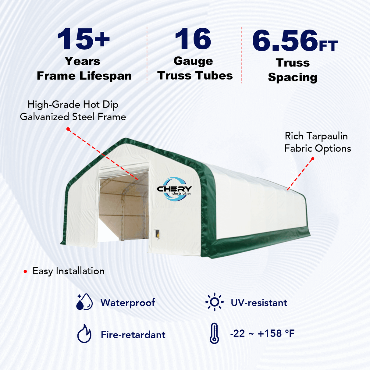 Double Truss Storage Shelter W20'xL40'xH16'