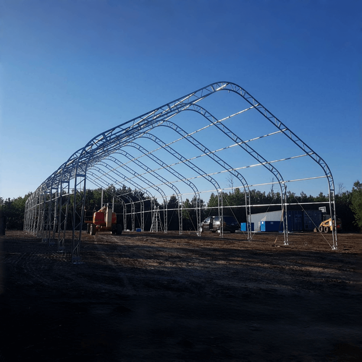 Double Truss Storage Shelter W40'xL80'xH21', 10' Truss Spacing