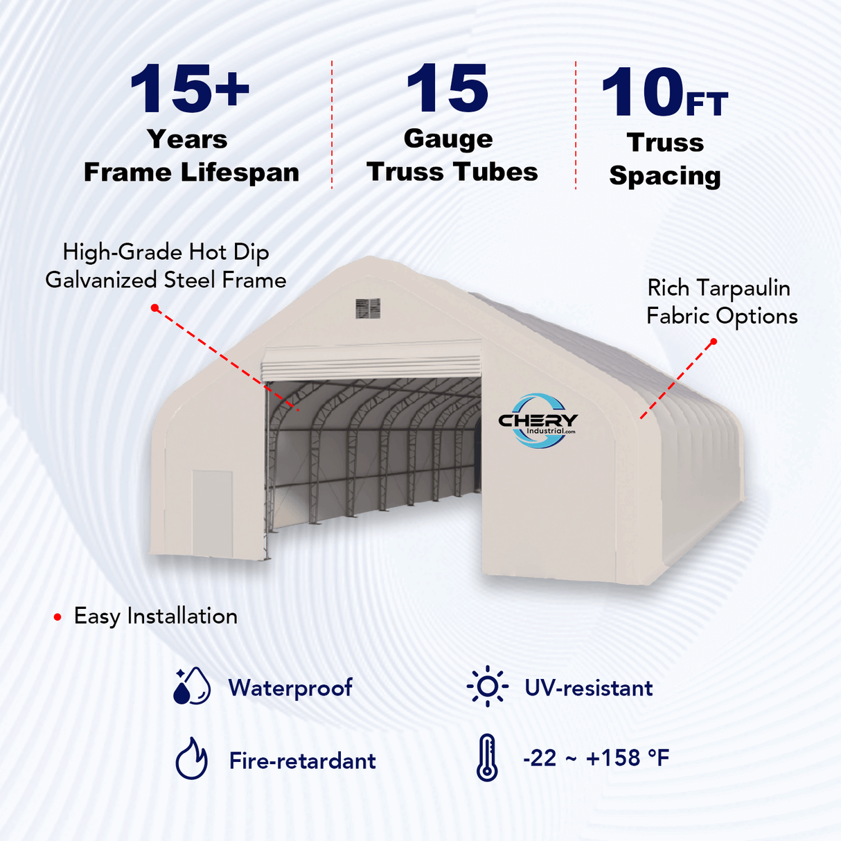 Double Truss Storage Shelter W50'xL80'xH23'