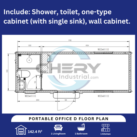 Portable Office 7ft x 20ft with Bathroom
