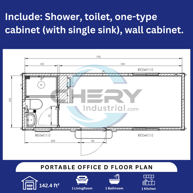 Portable Office 7ft x 20ft with Bathroom