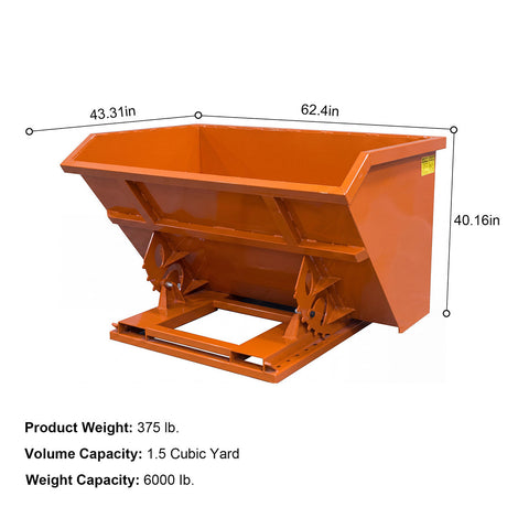 Greatbear Self Dumping Forklift Hopper - 1.5 Cubic Yard Capacity