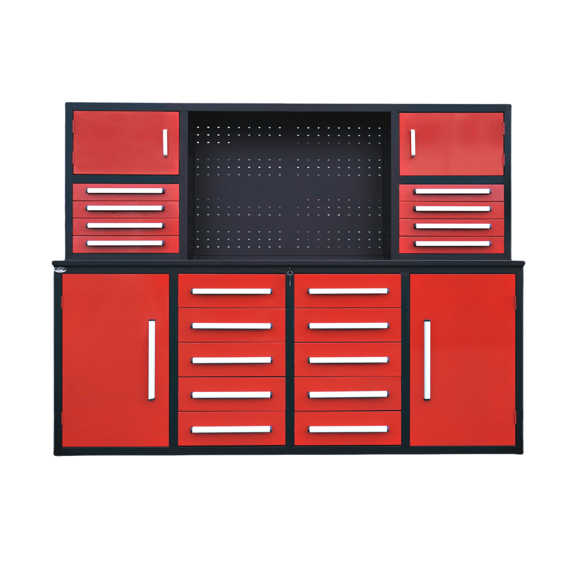 7' Garage Workbench Cabinet (18 Drawers & 4 Cabinets & Pegboard)