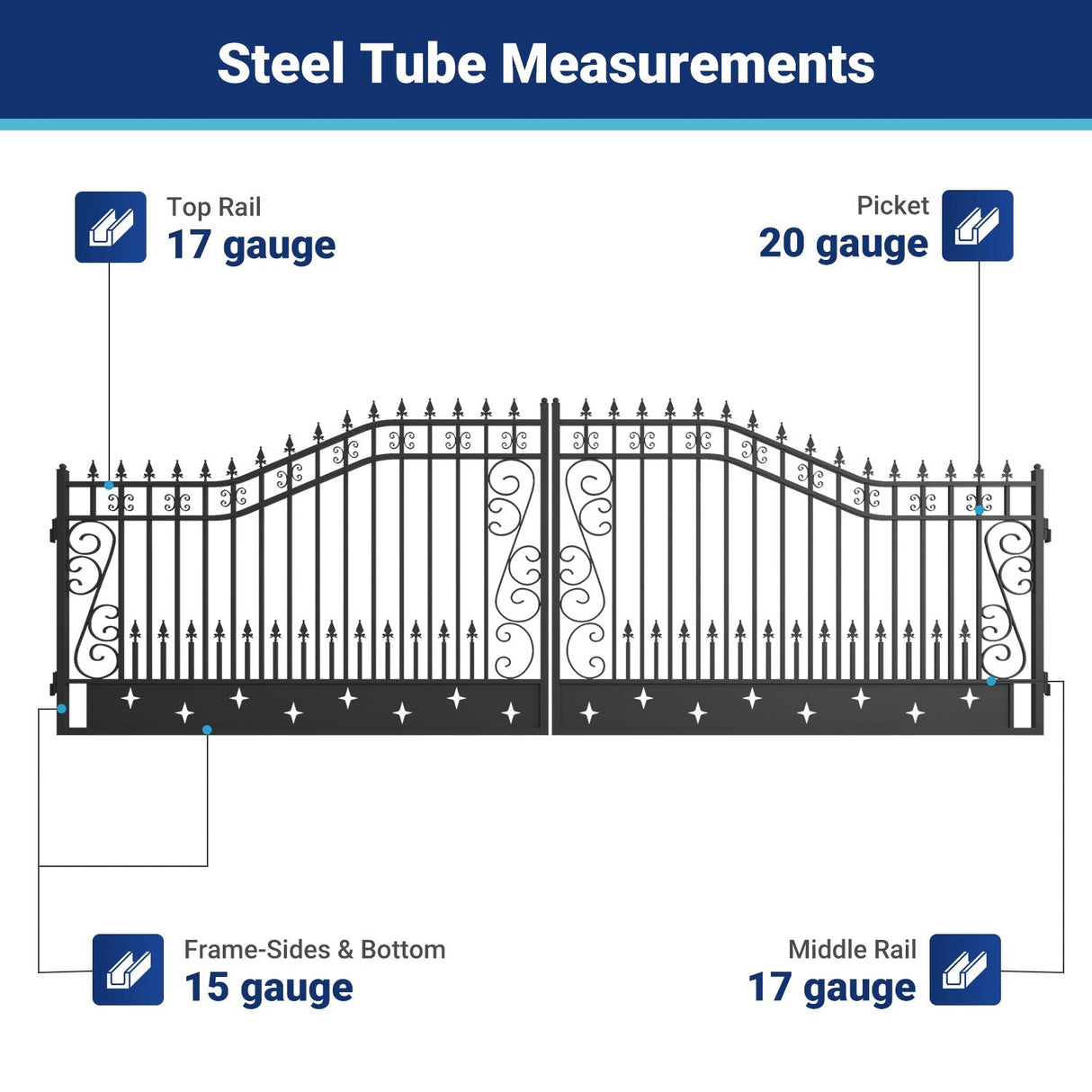 Greatbear Dual Swing Wrought Iron Gate for Driveway