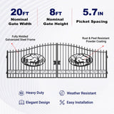 Greatbear Dual Swing Wrought Iron Gate for Driveway
