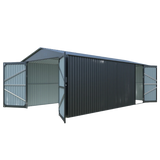 10'x20' Plus Upgraded Metal Garage Shed with Double Front Doors, Side Entry Door