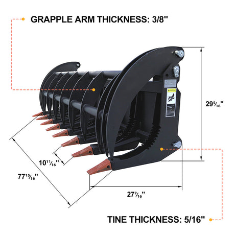Greatbear 78'' Heavy Root Grapple Rake