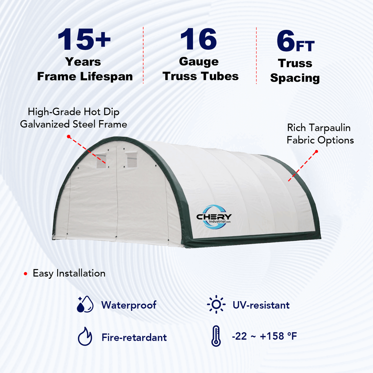 Single Truss Arch Storage Shelter W20'xL30'xH12'