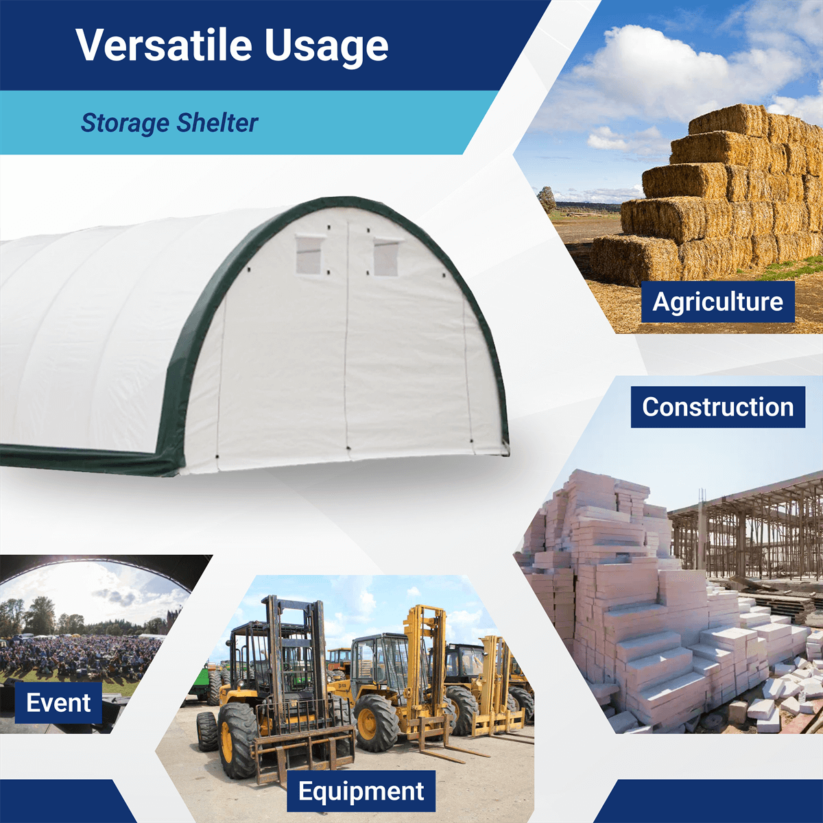 Single Truss Arch Storage Shelter W20'xL30'xH12'