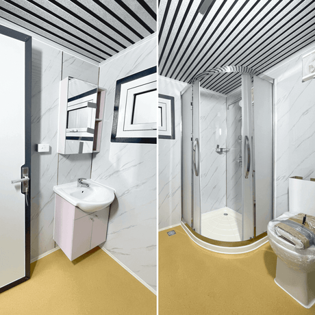 Portable Toilet with Fan-shaped Door Shower