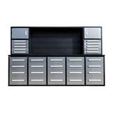 9.5ft Storage Workbench with 30 Drawers & 2 Cabinets