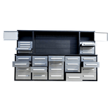 9.5ft Storage Workbench with 30 Drawers & 2 Cabinets