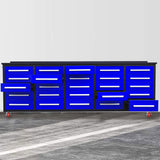 10ft 25-Drawer Storage Workbench with Wheels