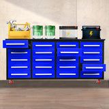 7ft 20-Drawer Storage Workbench with Wheels