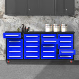 7ft 20-Drawer Storage Workbench with Wheels