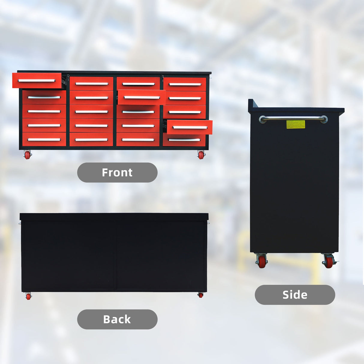 7ft 20-Drawer Storage Workbench with Wheels