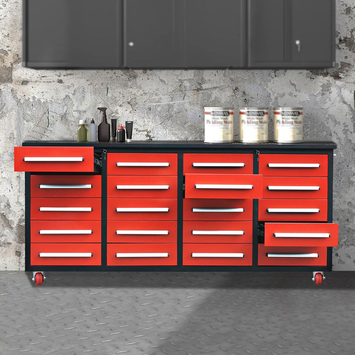7ft 20-Drawer Storage Workbench with Wheels