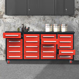 7ft 20-Drawer Storage Workbench with Wheels