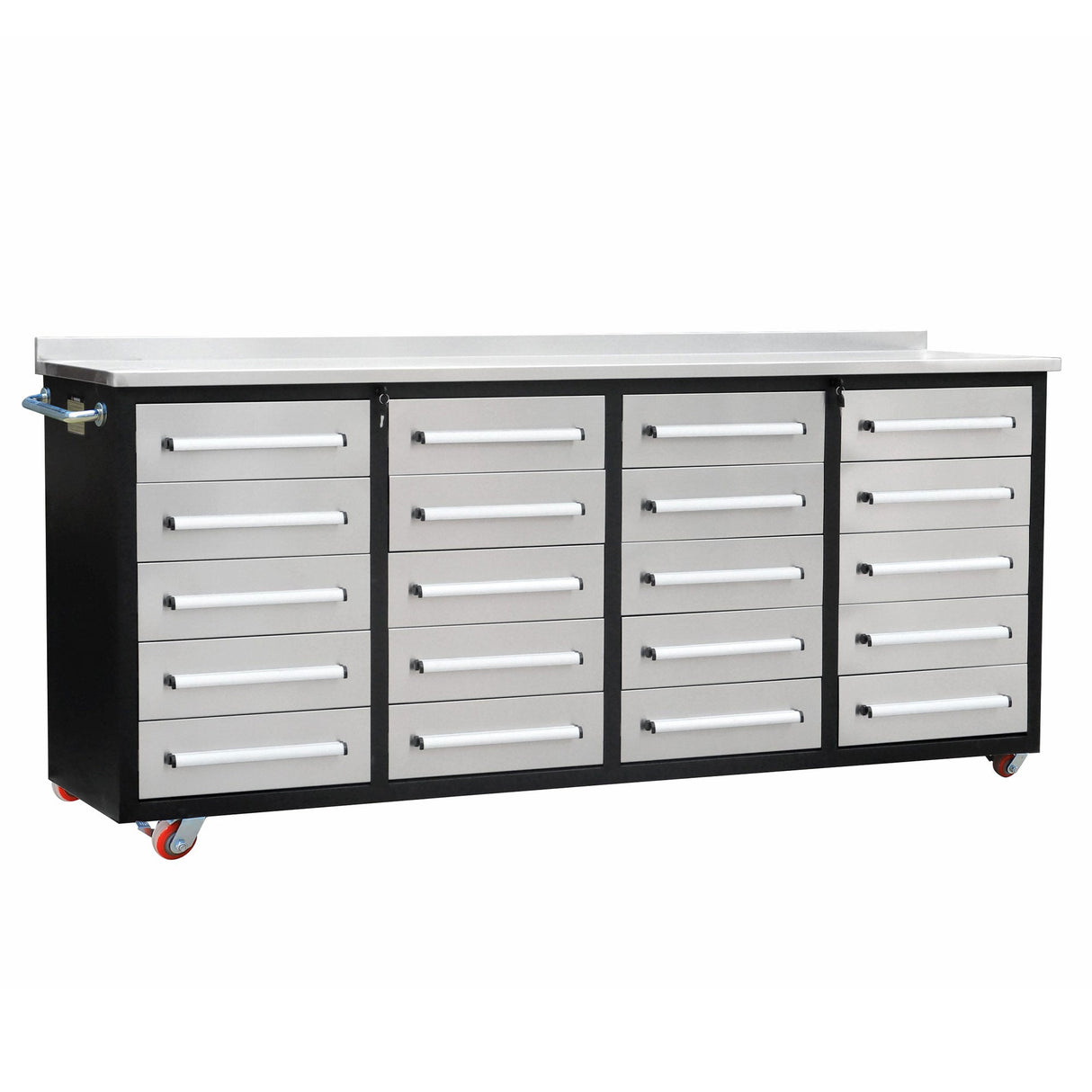 7ft 20-Drawer Storage Workbench with Wheels