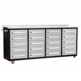 7ft 20-Drawer Storage Workbench with Wheels